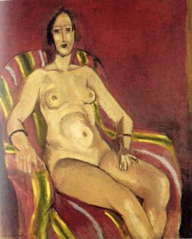 Henri Emile Benoit Matisse : seated nude on a red background